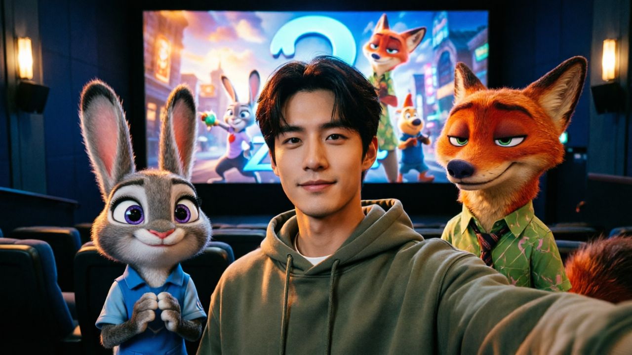 일상 셀카 → 주토피아 주디와 닉과의 재미있는 영화관 사진.